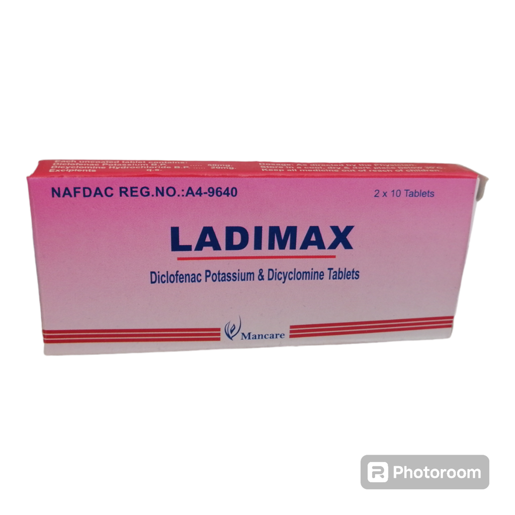 [akd551] Ladimax (Diclofenac Potassium and Dicyclomine) Tablets