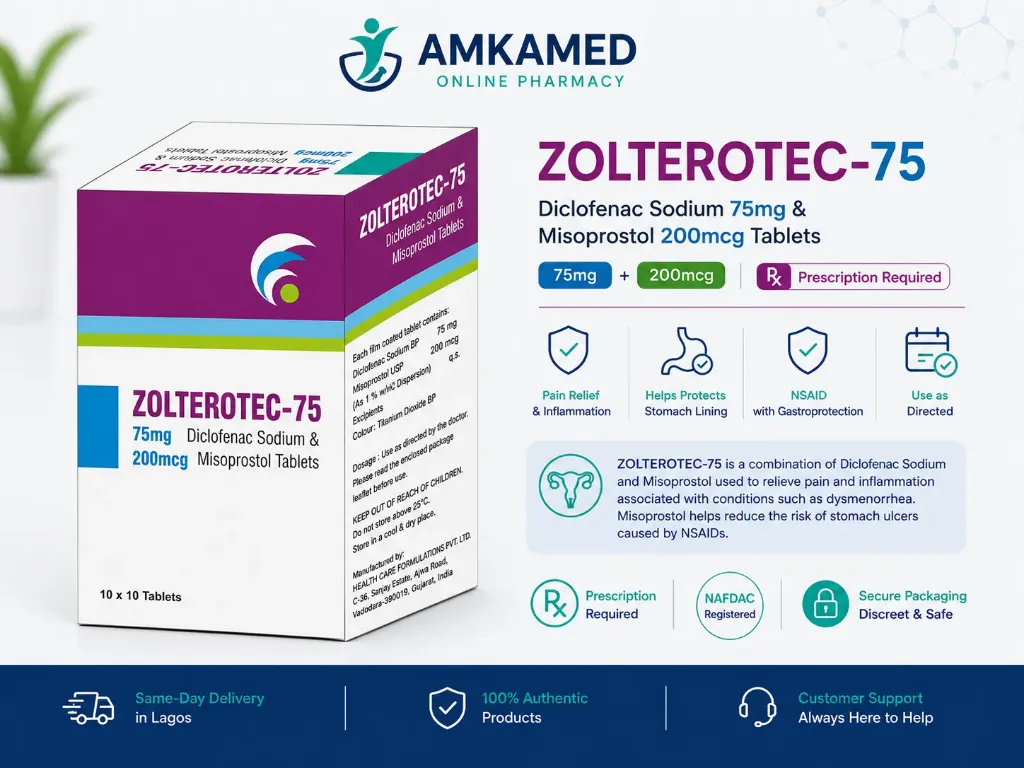 Zolterotec 75 (Diclofenac 75mg and Misoprostol 200mcg) tabs