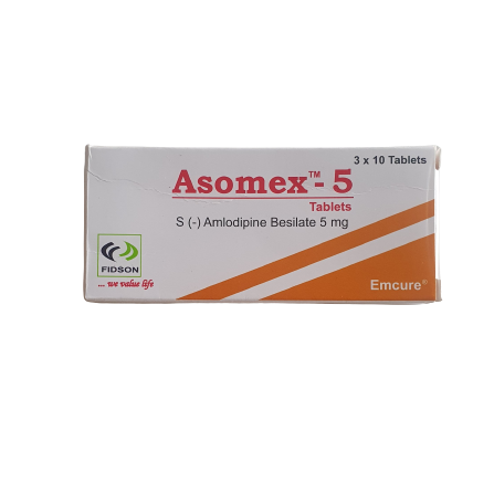 [akd103] Asomex-5 (S-Amlodipine) 5mg Tablets