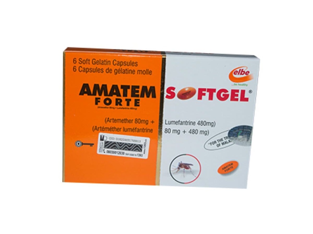 [akd055] Amatem Forte Softgel (Artemether 80mg + Lumenfantrine 480mg)