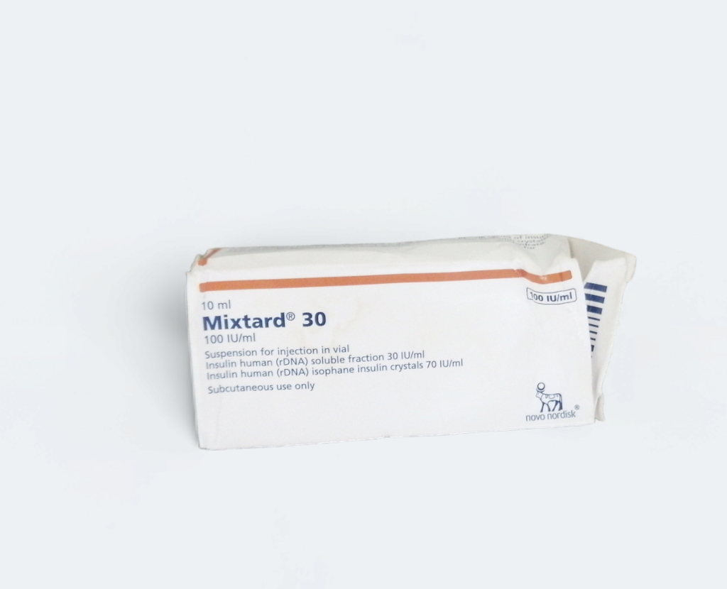 Mixtard 30 100iu/ml (soluble insulin 30% and isophane insulin 70%) U