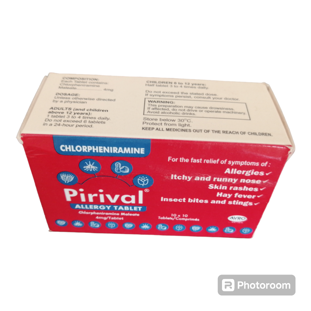 [akd797] Pirival allergy (Chlorpheniramine Maleate 4mg) Tablets