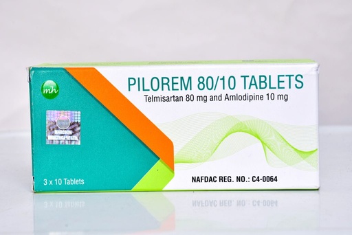 [akd794] Pilorem 80/10 (Telmisartan 80mg and Amlodipine 10mg) Tablets