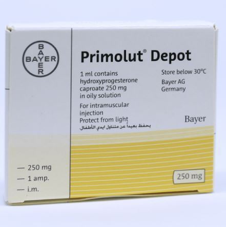 [akd808] Primolut Depot (Hydroxyprogesterone Caproate) 250mg Amp 1 x 1ml Injection