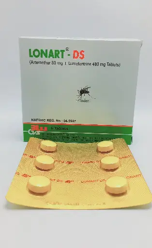 [akd575] Lonart-DS (Artemether 80mg + Lumefantrine 480mg) Tablets