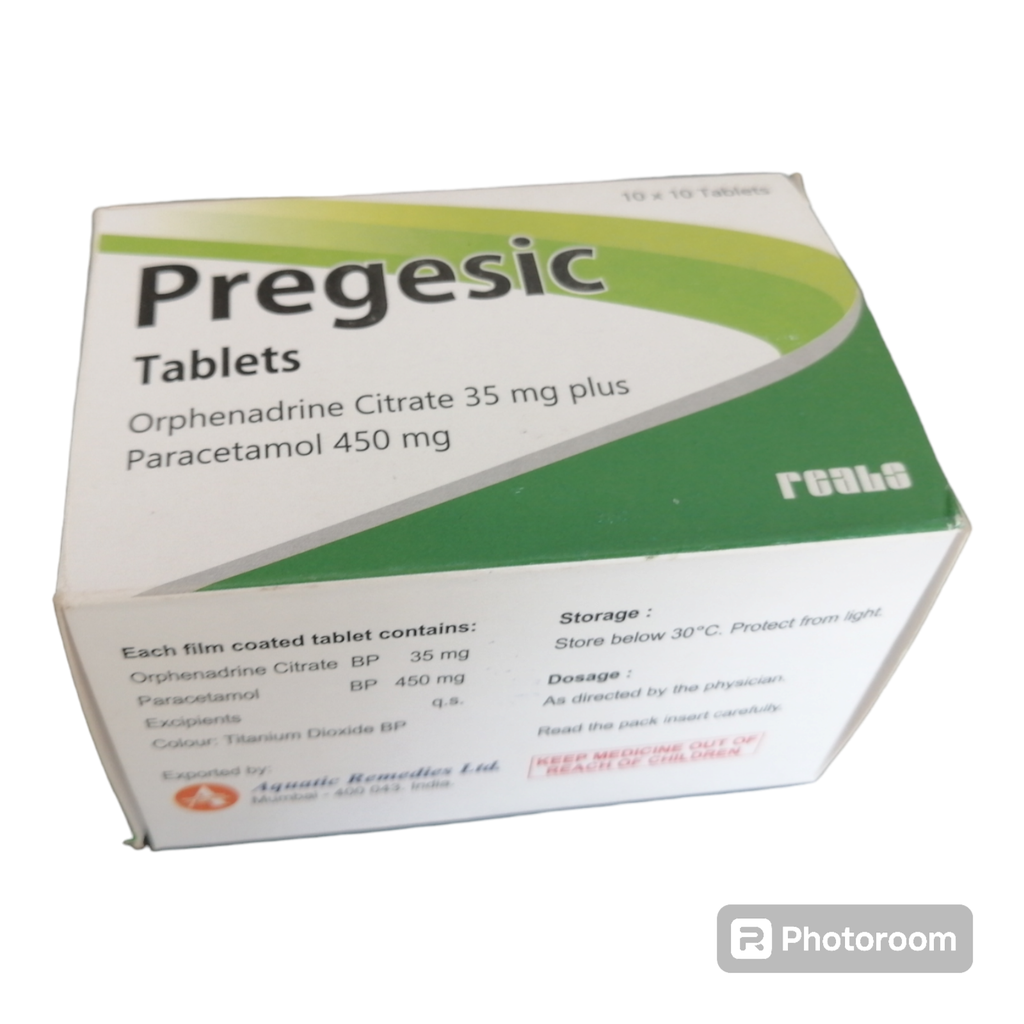 Pregesic (Orphenadrine 35mg /Paracetamol 450mg) Tabs | Amkamed ...
