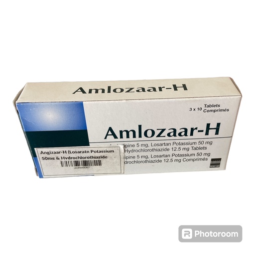 [akd068] Amlozaar H (Amlodipine 5mg, Losartan Potassium 50mg & Hydrochlorothiazide 12.5mg) Tablets