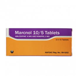 [akd593] Marcnol (Amlodipine 10mg and Ramipril 5mg) Tablets